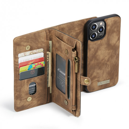 Caseme-008 Étui de cuir horizontal multifonctionnel multifonctionnel détachable avec fente et portefeuille de cartes et cadre photo à glissière pour iPhone 13 Pro (Brown) SC702B1774-07