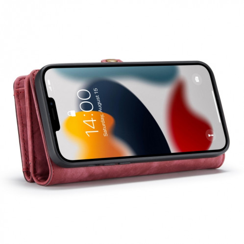 Caseme-008 Étui en cuir horizontal multifonctionnel multifonctionnel détachable avec fente et portefeuille et cadre photo à glissière pour iPhone 13 Pro (rouge) SC702C753-07