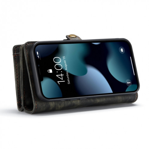Caseme-008 étui en cuir horizontal multifonctionnel détachable avec machine à galets et portefeuille à glissière et cadre photo pour iPhone 13 (noir) SC703A147-07