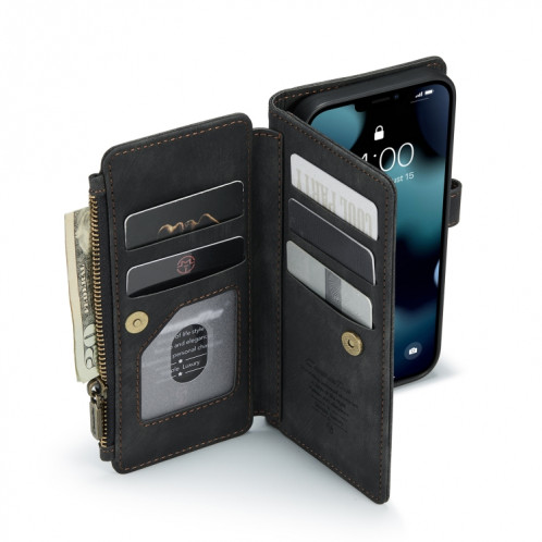 Caseme-C30 PU + TPU Horizontal Multifonctionnel Horizontal Horizon Case avec support et carte de portefeuille et de portefeuille pour iPhone 13 (noir) SC103A1114-07