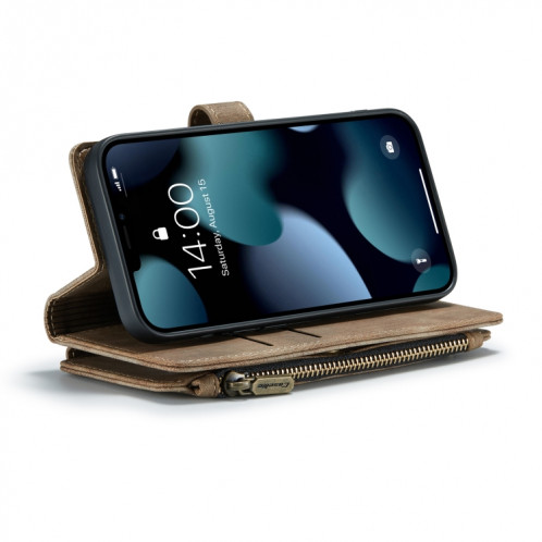 Caseme-C30 PU + TPU Multifonctionnel Horizonal Flip Cuir Coating avec support et carte de portefeuille et portefeuille pour iPhone 13 (Brown) SC103B1749-07