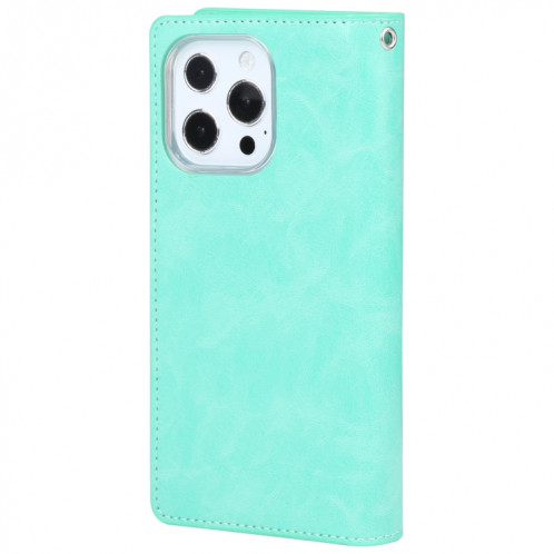 GOOSPERY MANSOOR Crazy Horse Texture Horizontal Flip Coating Boot avec porte-cartes et portefeuille pour iPhone 13 Pro (Mint Green) SG103B1764-07