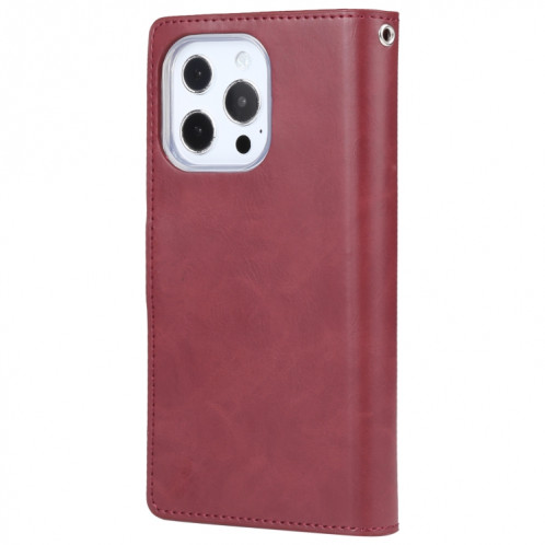 GOOSPERY MANSOOR Crazy Horse Texture Horizontal Flip Cuir Case avec support & Card Slots & Portefeuille pour iPhone 13 Pro (Rouge de vin) SG103G688-07