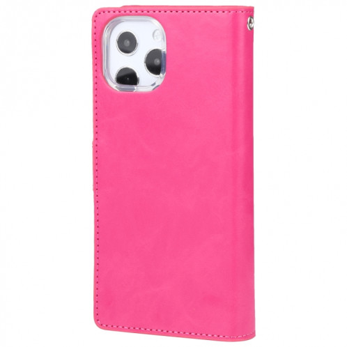 GOOSPERY MANSOOR Crazy Horse Texture Horizontale Flip Cuir Case avec porte-cartes et portefeuille pour iPhone 13 Pro (Rose Rouge) SG103H653-07