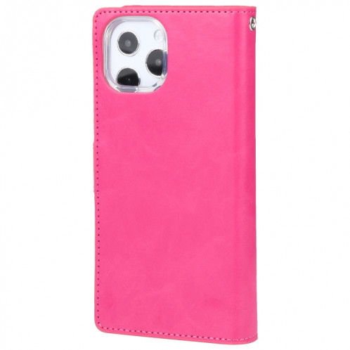 GOOSPERY MANSOOR Crazy Horse Texture Horizontale Flip Cuir Case avec porte-cartes et portefeuille pour iPhone 13 Pro (Rose Rouge) SG103H653-07