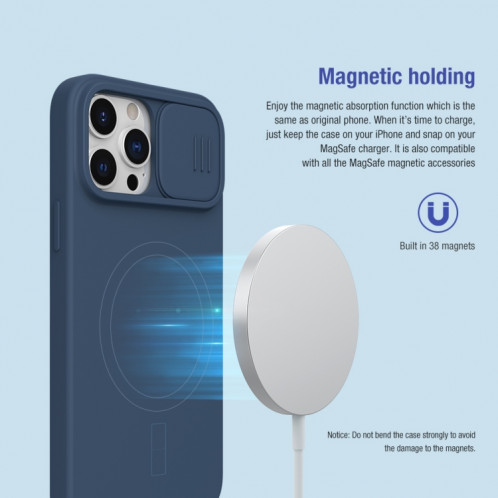 Nillkin Camshield Magesafe Magnétique Liquide Silicone + PC Couverture complète pour iPhone 13 Pro (Noir) SN502D495-011