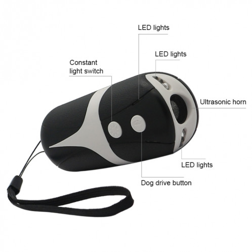 République de chien ultrasonique portable RC-534 avec des lumières LED (noir + blanc) SH701A1369-07