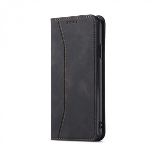 Texture de la peau Texture en peau de veau Magnétique Horizon Horizontal Horizontal Boîtier avec porte-cartes et portefeuille pour iPhone 13 Pro (Noir) SH903A279-07