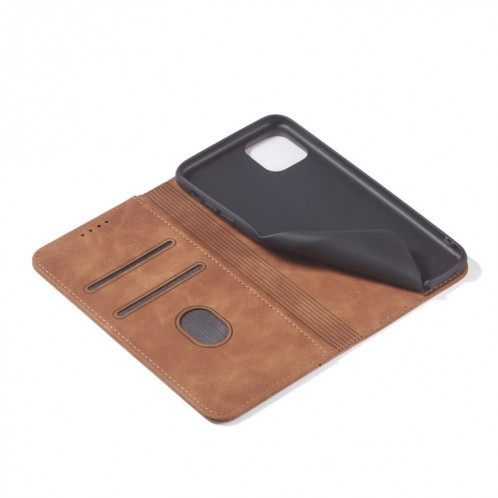 Texture de la peau Texture en peau de veau Magnétique Double-pli horizontal Horizontal Heat Coating avec porte-carte Slots & Portefeuille pour iPhone 13 Pro (Brown) SH903E685-07