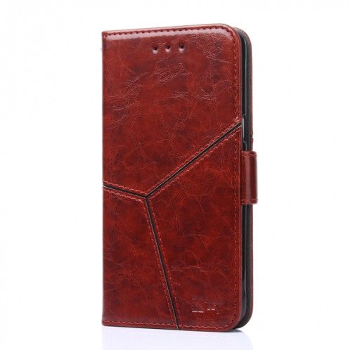 Couture géométrique Horizontale Flip TPU + PU Coque en cuir avec porte-carte et portefeuille pour iPhone 13 Pro (brun foncé) SH103B429-07