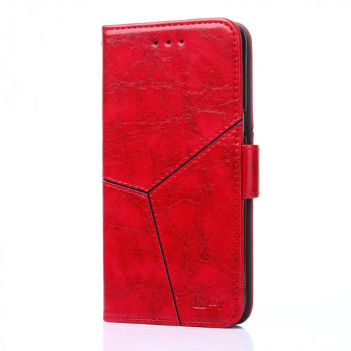 Couture géométrique Horizontal Flip TPU + PU Coque en cuir avec porte-cartes et portefeuille pour iPhone 13 Pro (rouge) SH103E1260-07