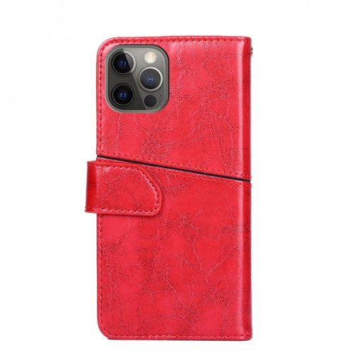 Couture géométrique Horizontal Flip TPU + PU Coque en cuir avec porte-cartes et portefeuille pour iPhone 13 Pro (rouge) SH103E1260-07