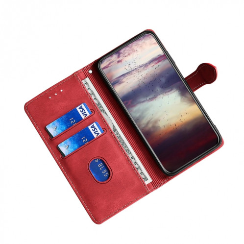 Pouce de couture Senteuse Boucle magnétique Horizontal Flip PU Coque en cuir PU avec support & carte Slots & Portefeuille pour iPhone 13 Pro (rouge) SH603B1101-07