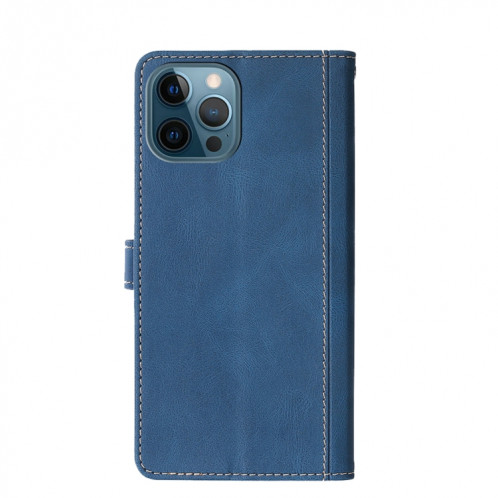 Couture de la peau Senteuse Boucle magnétique Horizontal Flip PU Coque en cuir PU avec support & carte Slots & Portefeuille pour iPhone 13 Pro (Bleu) SH603C1959-07