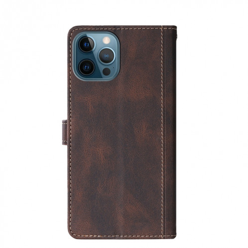 Pouce de couture Senteuse Boucle magnétique Horizontal Flip PU Coque en cuir PU avec support & carte Slots & Portefeuille pour iPhone 13 PRO (Brown) SH603D783-07