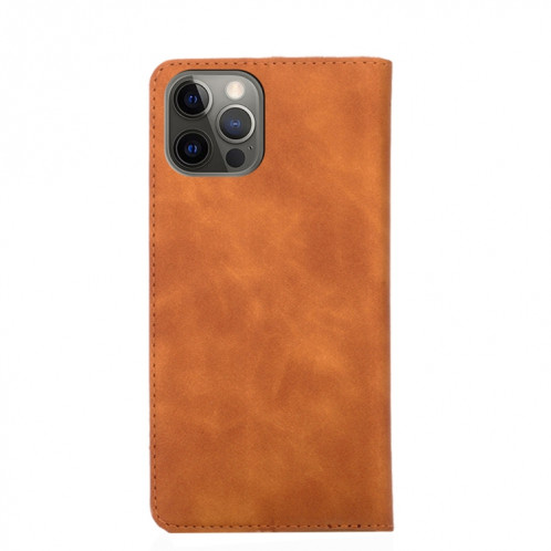 Étui magnétique horizontal horizontal en cuir avec support et fentes pour carte pour iPhone 13 Pro (brun clair) SH903D1663-07