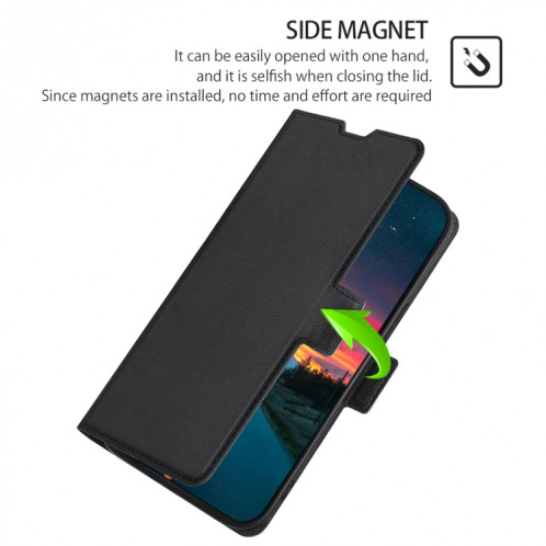 Boucle latérale ultra-mince Boucle latérale PU + TPU Horizontal Horizontal Cuir Coating avec support et emplacement de carte pour iPhone 13 Pro (Noir) SH303A898-07