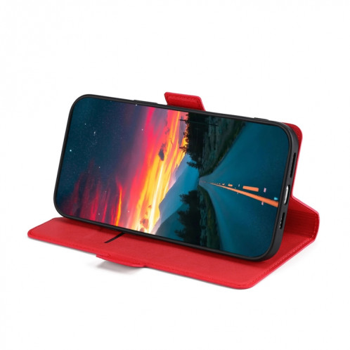 Boucle latérale ultra-mince Boucle latérale PU + TPU Horizontal Horizontal Cuir Coating avec support et fente pour carte pour iPhone 13 Pro (rouge) SH303B603-07