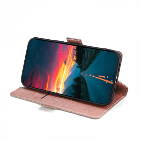 Boucle de tension ultra-mince Boucle latérale PU + TPU Horizontal Horizontal Too Horizon avec support et fente pour carte pour iPhone 13 Pro (Rose Gold) SH303D832-07