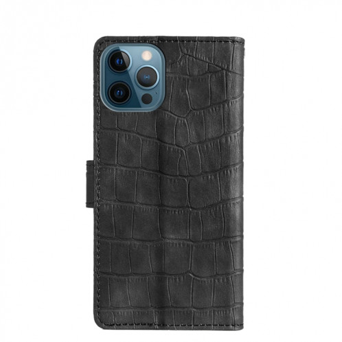 Texture de crocodile Texture de crocodile Fermoir magnétique Horizontal Flip PU Coque en cuir PU avec support & carte Slots & Portefeuille pour iPhone 13 Pro (Noir) SH403A693-08