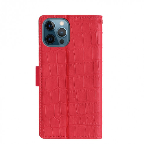 Texture de la peau Texture de crocodile Fermoir magnétique Horizontal Flip PU Coque en cuir PU avec support & carte Slots & Portefeuille pour iPhone 13 Pro (rouge) SH403B1489-08