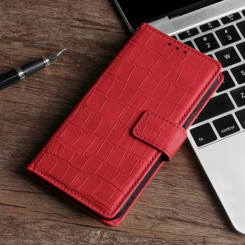 Texture de la peau Texture de crocodile Fermoir magnétique Horizontal Flip PU Coque en cuir PU avec support & carte Slots & Portefeuille pour iPhone 13 Pro (rouge) SH403B1489-08