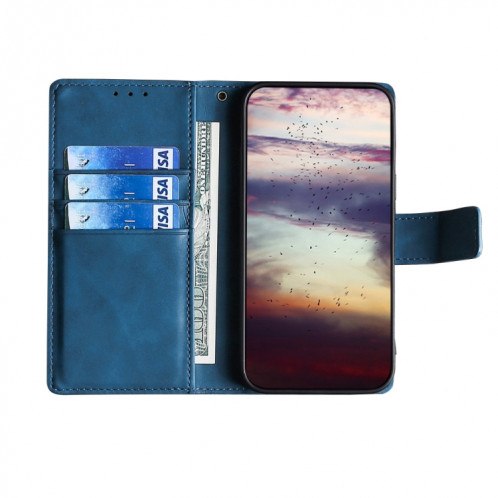 Texture de la peau Texture de crocodile Fermoir magnétique Horizontal Flip PU Coque en cuir PU avec support & carte Slots & Portefeuille pour iPhone 13 Pro (Bleu) SH403C284-08