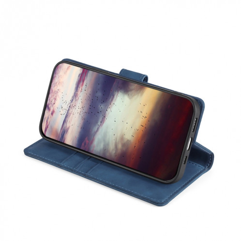 Texture de la peau Texture de crocodile Fermoir magnétique Horizontal Flip PU Coque en cuir PU avec support & carte Slots & Portefeuille pour iPhone 13 Pro (Bleu) SH403C284-08