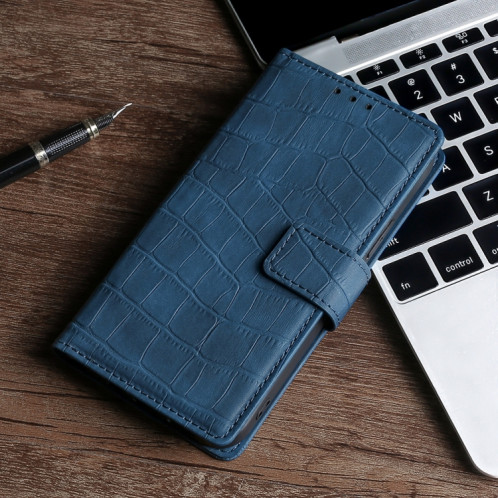 Texture de la peau Texture de crocodile Fermoir magnétique Horizontal Flip PU Coque en cuir PU avec support & carte Slots & Portefeuille pour iPhone 13 Pro (Bleu) SH403C284-08