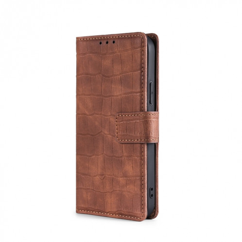 Texture de crocodile Texture de crocodile Fermoir magnétique Horizontal Flip PU Coque en cuir PU avec support & carte Slots & Portefeuille pour iPhone 13 PRO (Brown) SH403D1293-08