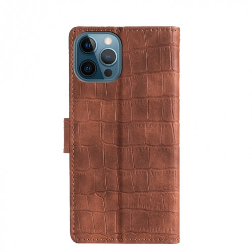 Texture de crocodile Texture de crocodile Fermoir magnétique Horizontal Flip PU Coque en cuir PU avec support & carte Slots & Portefeuille pour iPhone 13 PRO (Brown) SH403D1293-08