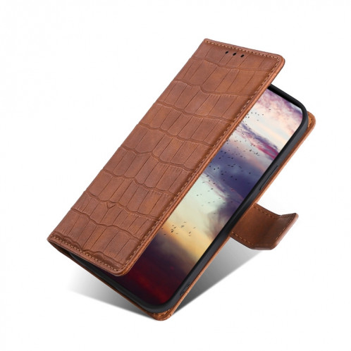 Texture de crocodile Texture de crocodile Fermoir magnétique Horizontal Flip PU Coque en cuir PU avec support & carte Slots & Portefeuille pour iPhone 13 PRO (Brown) SH403D1293-08