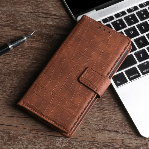 Texture de crocodile Texture de crocodile Fermoir magnétique Horizontal Flip PU Coque en cuir PU avec support & carte Slots & Portefeuille pour iPhone 13 PRO (Brown) SH403D1293-08