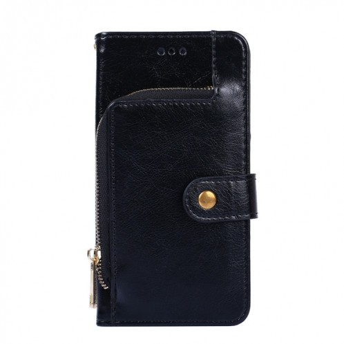 Sac à fermeture à glissière PU + TPU Horizontal Toam Coating Boîtier avec support et portefeuille et portefeuille et longe pour iPhone 13 Pro (Noir) SH703A1830-07
