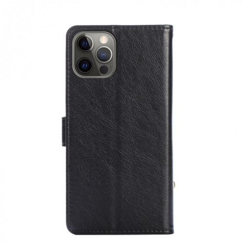 Sac à fermeture à glissière PU + TPU Horizontal Toam Coating Boîtier avec support et portefeuille et portefeuille et longe pour iPhone 13 Pro (Noir) SH703A1830-07