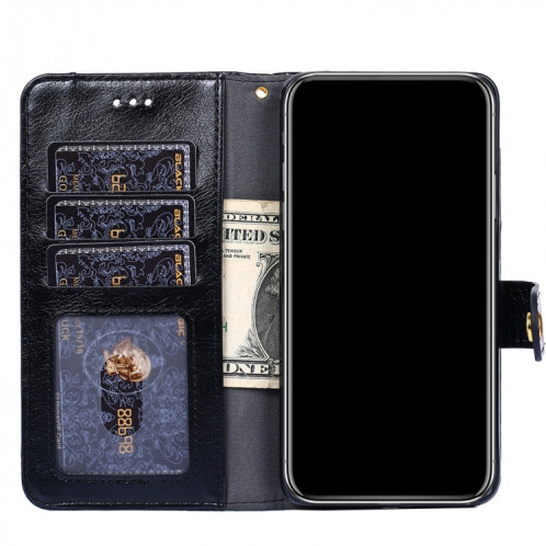 Sac à fermeture à glissière PU + TPU Horizontal Toam Coating Boîtier avec support et portefeuille et portefeuille et longe pour iPhone 13 Pro (Noir) SH703A1830-07