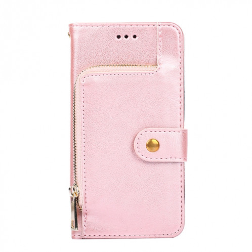 Sac à fermeture à glissière PU + TPU Horizontal Horizontal Toam Coating avec support et portefeuille et portefeuille et longe pour iPhone 13 Pro (Rose Gold) SH703C1738-07