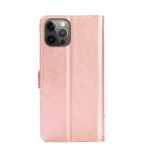 Sac à fermeture à glissière PU + TPU Horizontal Horizontal Toam Coating avec support et portefeuille et portefeuille et longe pour iPhone 13 Pro (Rose Gold) SH703C1738-07