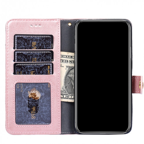 Sac à fermeture à glissière PU + TPU Horizontal Horizontal Toam Coating avec support et portefeuille et portefeuille et longe pour iPhone 13 Pro (Rose Gold) SH703C1738-07