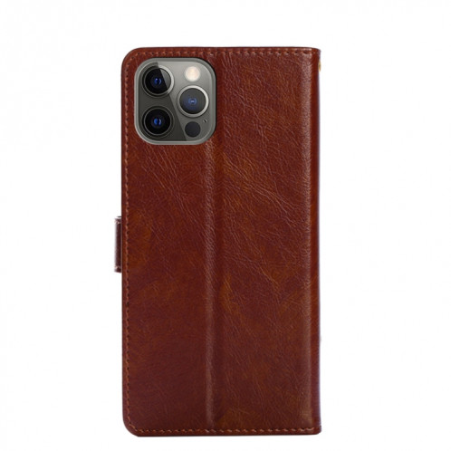 Sac à fermeture à glissière PU + TPU Horizontal Flip Coating Coating avec support et portefeuille et portefeuille et longe pour iPhone 13 Pro (Brown) SH703D752-07