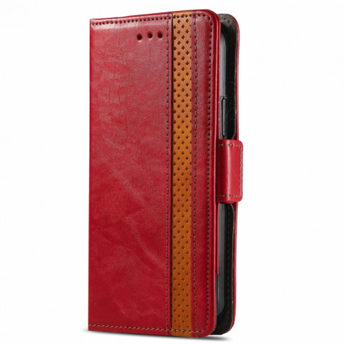 Caseeneo Épissage Business Double Boucle magnétique Horizontal Flip PU Coque en cuir PU avec porte-carte et portefeuille pour iPhone 13 Pro (rouge) SH501B796-07