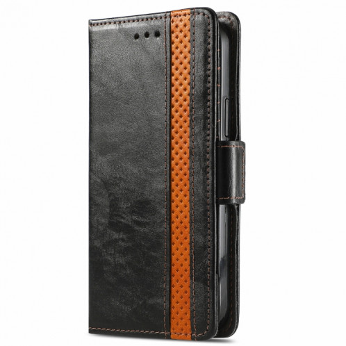 Caseeneo Épissage Business Double Boucle magnétique Horizontal Flip PU Coque en cuir PU avec porte-carte et portefeuille pour iPhone 13 Pro (Noir) SH501F1614-07
