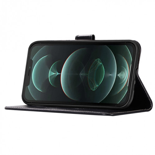 Étui de gaufrage au carillon de céremptoire Horizontal Flip Cuir Toot avec porte-cartes et portefeuille pour iPhone 13 Pro (Noir) SH102A1895-07