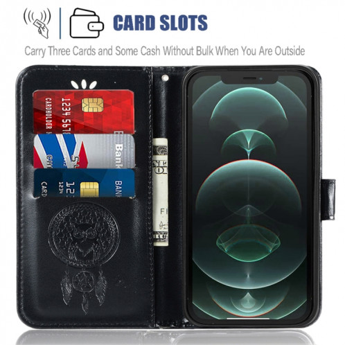 Étui de gaufrage au carillon de céremptoire Horizontal Flip Cuir Toot avec porte-cartes et portefeuille pour iPhone 13 Pro (Noir) SH102A1895-07