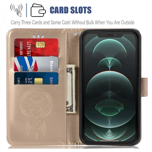 Étui de gaufrage à carillon à carillon Vent Horizontal Flip Cuir Case avec porte-cartes et portefeuille pour iPhone 13 Pro (or) SH102B899-07
