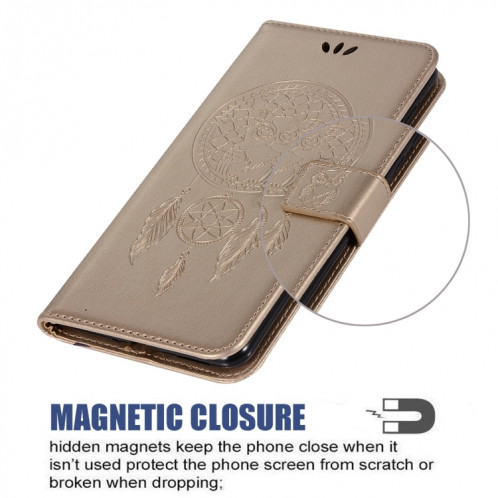 Étui de gaufrage à carillon à carillon Vent Horizontal Flip Cuir Case avec porte-cartes et portefeuille pour iPhone 13 Pro (or) SH102B899-07