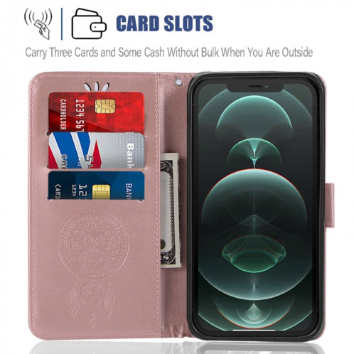 Étui de gaufrage au chime Vent Hibering Horizontal Flip Cuir Case avec support & Card Slots & Portefeuille pour iPhone 13 Pro (Rose Gold) SH102E1955-07