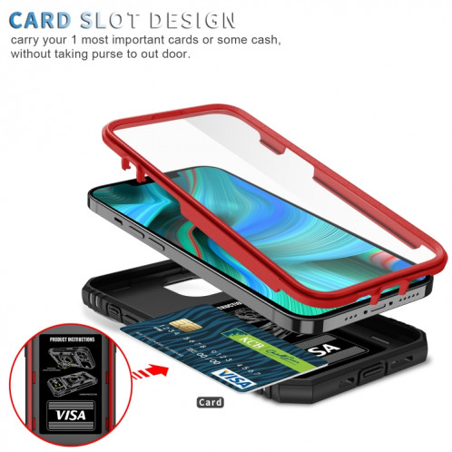 Cache de caméra coulissante conception TPU + étui de protection PC avec support rotatif à 360 degrés et emplacement de carte pour iPhone 13 Pro (rouge + noir) SH303E736-07
