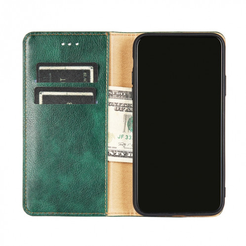 PU + TPU Huile Gloss Couleur Solide Horizontal Horizontal Horizon Case avec support & Card Slot & Portefeuille pour iPhone 13 PRO (Vert) SH502D46-07
