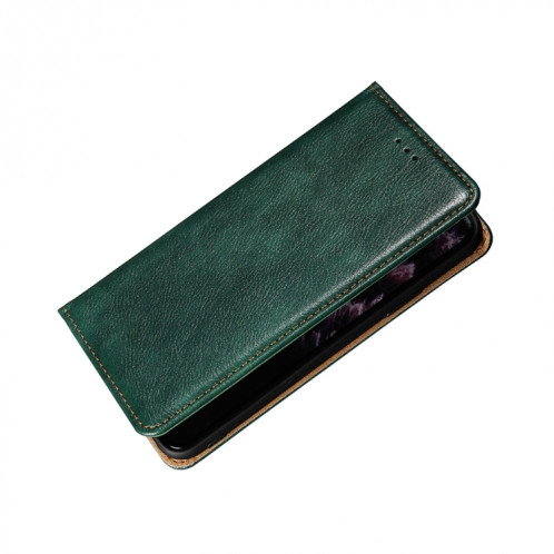 PU + TPU Huile Gloss Couleur Solide Horizontal Horizontal Horizon Case avec support & Card Slot & Portefeuille pour iPhone 13 PRO (Vert) SH502D46-07